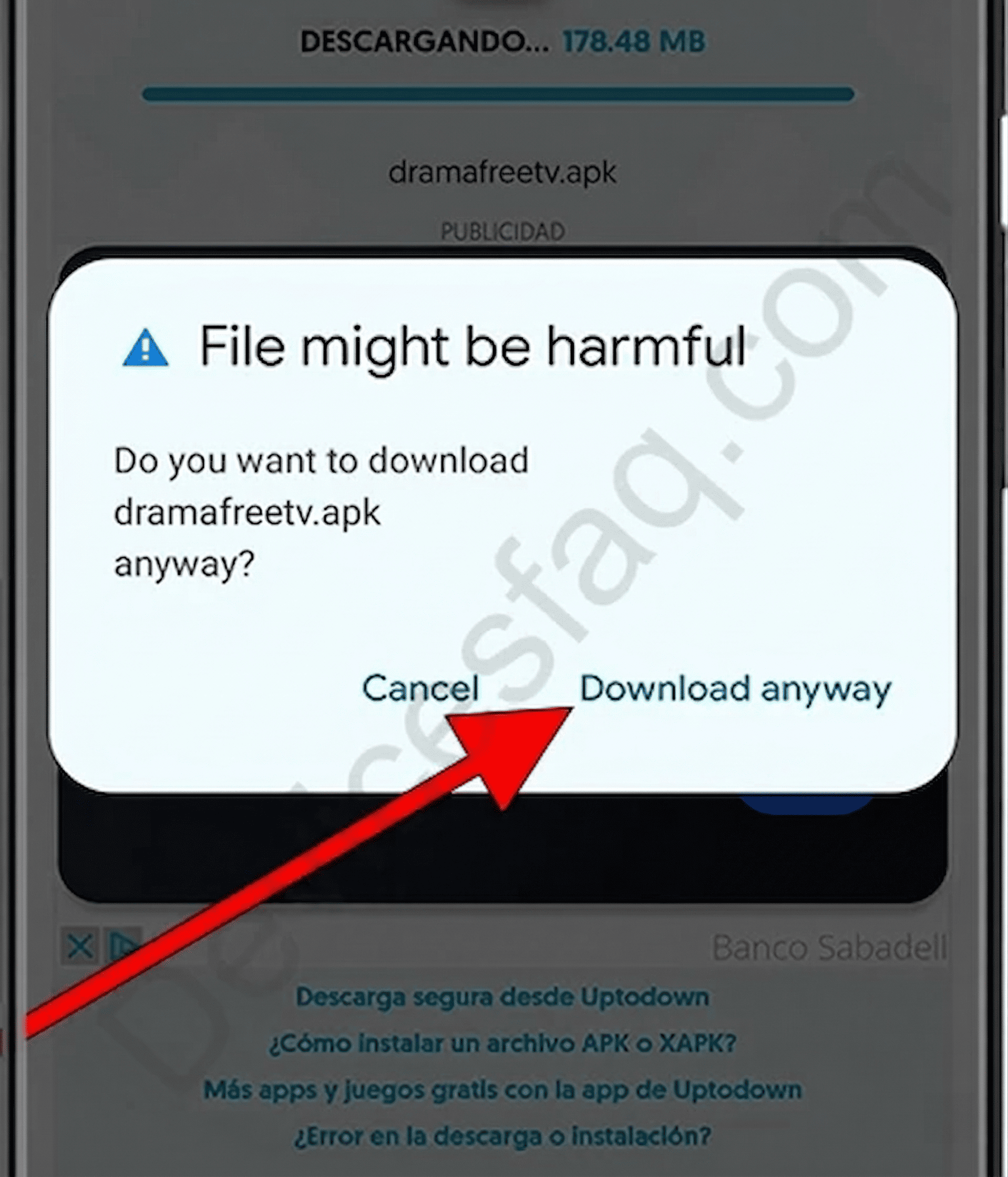 Confirmation du téléchargement APK